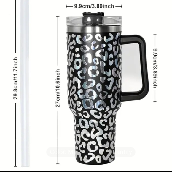 Leopard Print Tumbler with Handles pick A Color Nwot - Picture 3 of 4